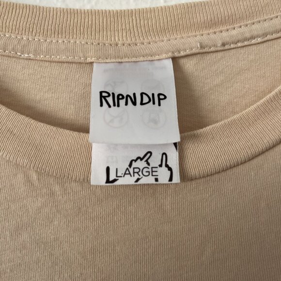 RIPNDIP Cream Pocket Cat Falling Tee Shirt Men's size L Relaxed Fit - Picture 3 of 6